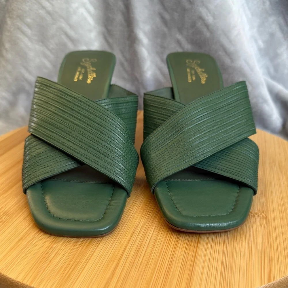 Seychelles Fleet Green Leather Heels Women’s Size 9 - Picture 3 of 9